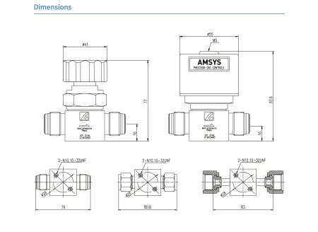 Клапан мембранный AMFLO, DV14-MV8, нержавеющий SS316L, 2-х портовый, соединения VCR 1/2" наруж. + приварной ниппель с гайкой VCR 1/2"