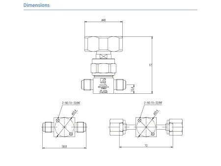 Клапан мембранный AMFLO, DV26 MV4, нержавеющий SS316L, 206 bar, 2-х портовый, соединения VCR 1/4" (M)